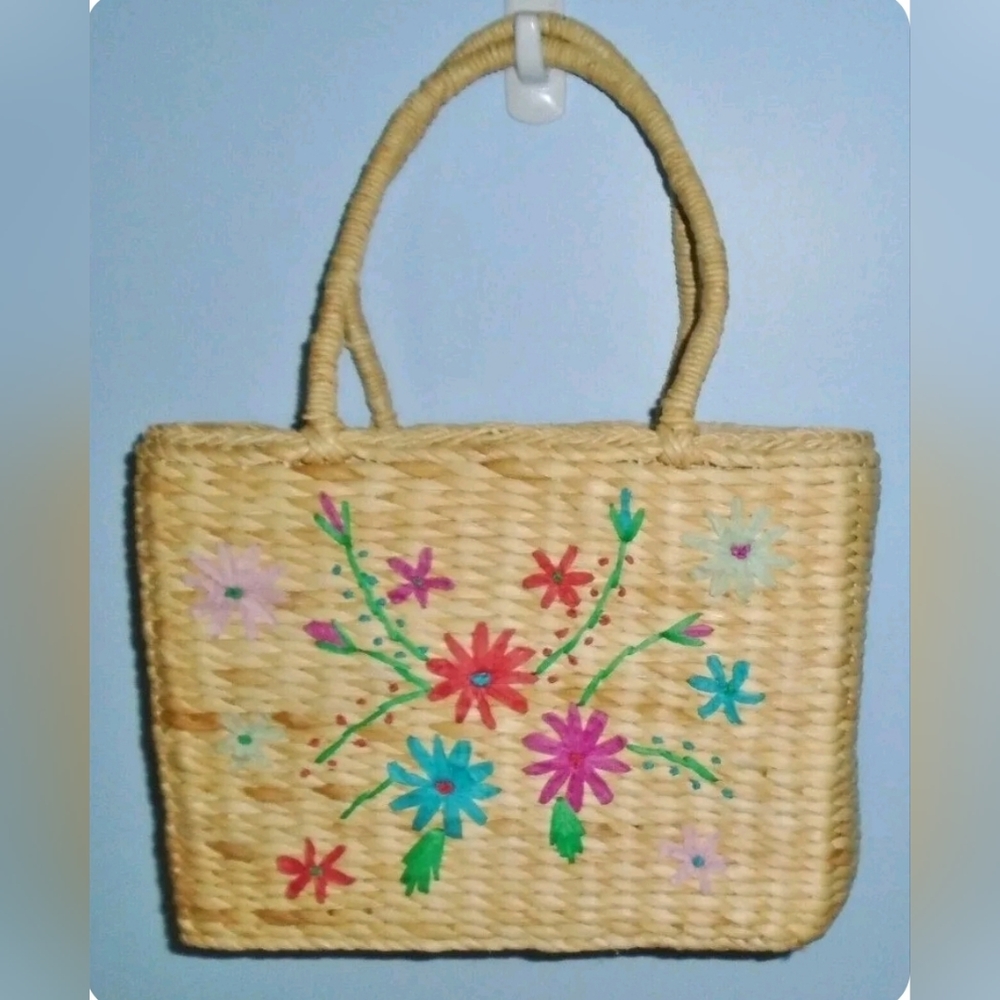 Diane von Furstenberg handbag multicolor 100% straw silk large